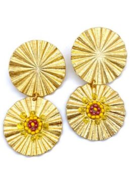 ARETES DIAMANTADOS BRONCE ORO