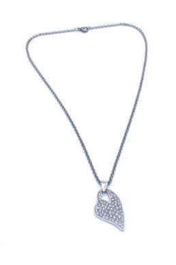 CADENA DIJE CORAZÓN PLATA RODINADA