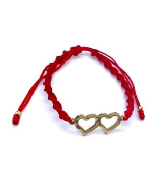 PULSERA TEJIDA DOBLE CORAZÓN