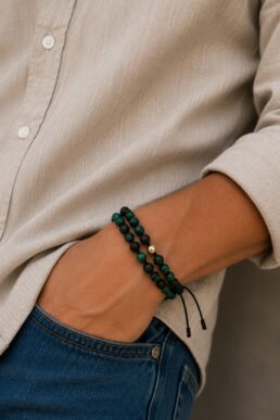 PULSERA MALAQUITA ORO LAMINADO 18K