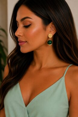 ARETE MALAQUITA BRONCE ORO