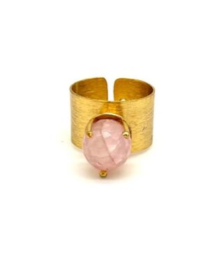 ANILLO CUARZO ROSADO BRONCE ORO