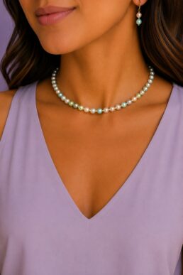 COLLAR PERLA POLVO DE NÁCAR ANUDADO