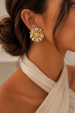 ARETES BRONCE ORO FLOR LABRADOS