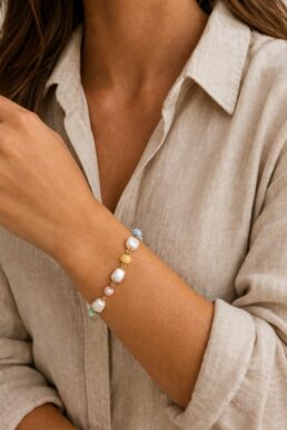 PULSERA PERLA POLVO DE NÁCAR CRISTAL