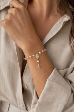 PULSERA DENARIO CRISTAL BICOLOR