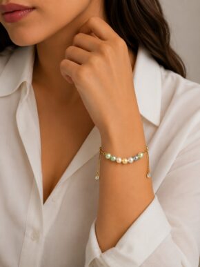 PULSERA RODIO PERLA POLVO DE NÁCAR