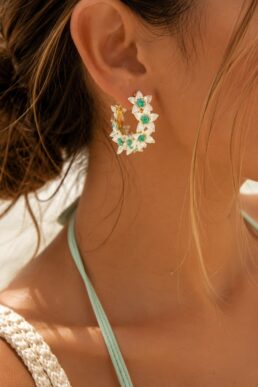 ARETES FLOR TURQUESA