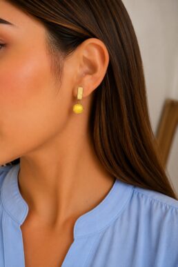 ARETES OJO DE GATO AMARILLO
