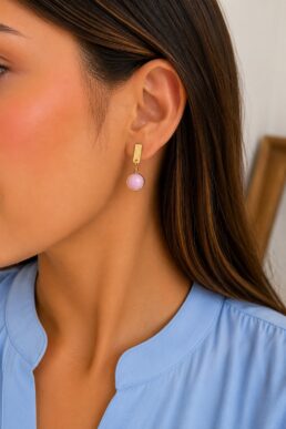 ARETES OJO GATO LILA