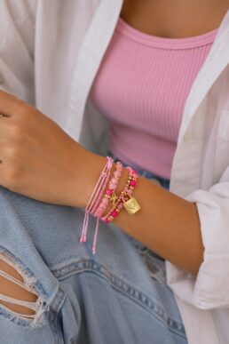 PULSERAS X 4 LÍNEAS ROSADAS