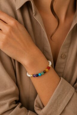 PULSERA 7 CHAKRAS PERLA VIDRIO