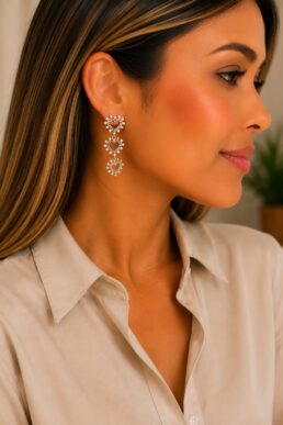 ARETES 3 CORAZONES PERLAS