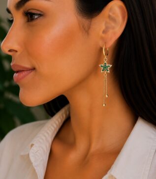 ARETES ESTRELLA VERDE