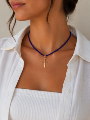 SHOKER CRUZ ORO LAMINADO 18K AZUL REY