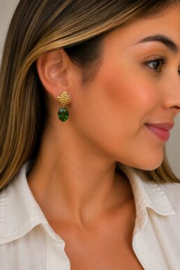 ARETES MARTILLADOS CRISTAL SWAROVSKI DARK MOSS