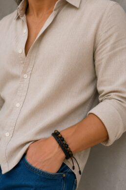 PULSERA DOBLE OJO TIGRE CUERO