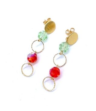 ARETES BRONCE ORO CRISTAL